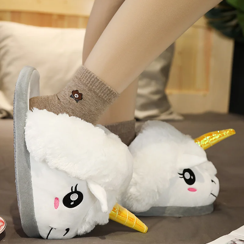 Hot Cute Plush Unicorn Toys Indoor Warm Winter Adult Stuffed Cartoon Shoes Valentine Gift for Girls Christmas Present | Игрушки и хобби