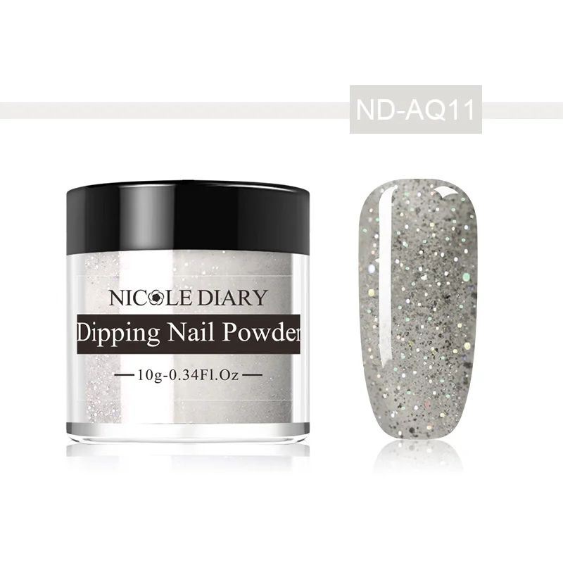 ND-AQ11 NICOLE DIARY 10 г Dip набор пудры для ногтей голографические блестки окунание порошок для ногтей сверкающий дизайн ногтей украшение без УФ лампы лечения - Цвет: ND-AQ11