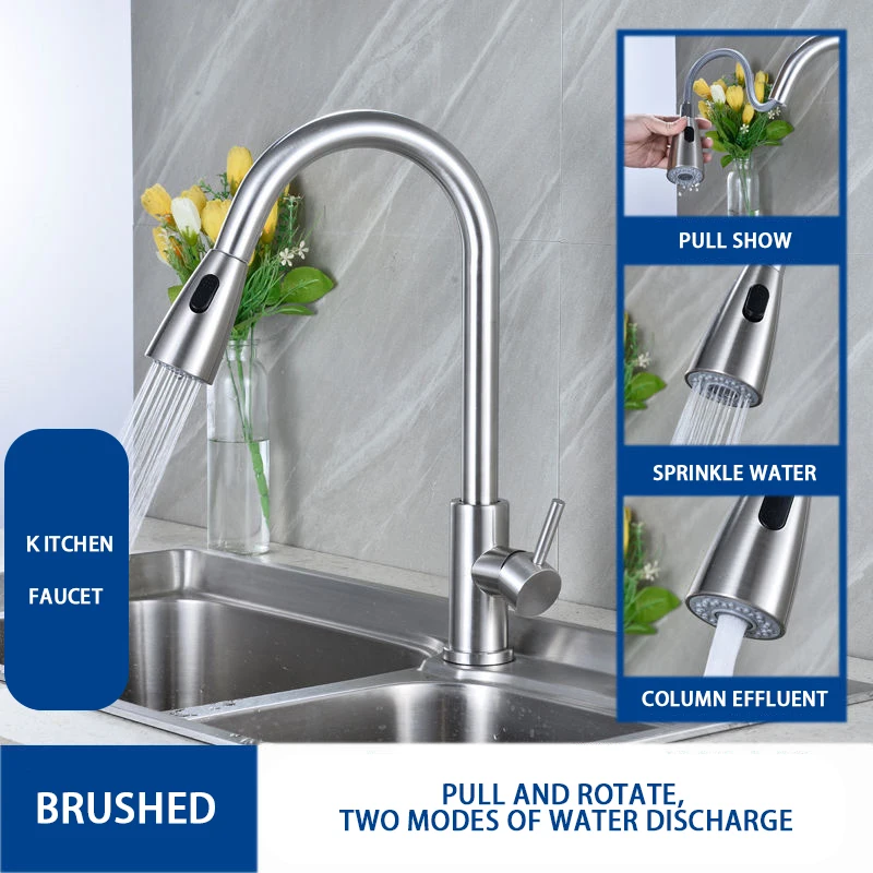 

Black Kitchen Faucet Stainless Steel Hot Cold Water 360 Rotation Mixer Kitchen Faucets Brass Copper Core Filtered Water Tap