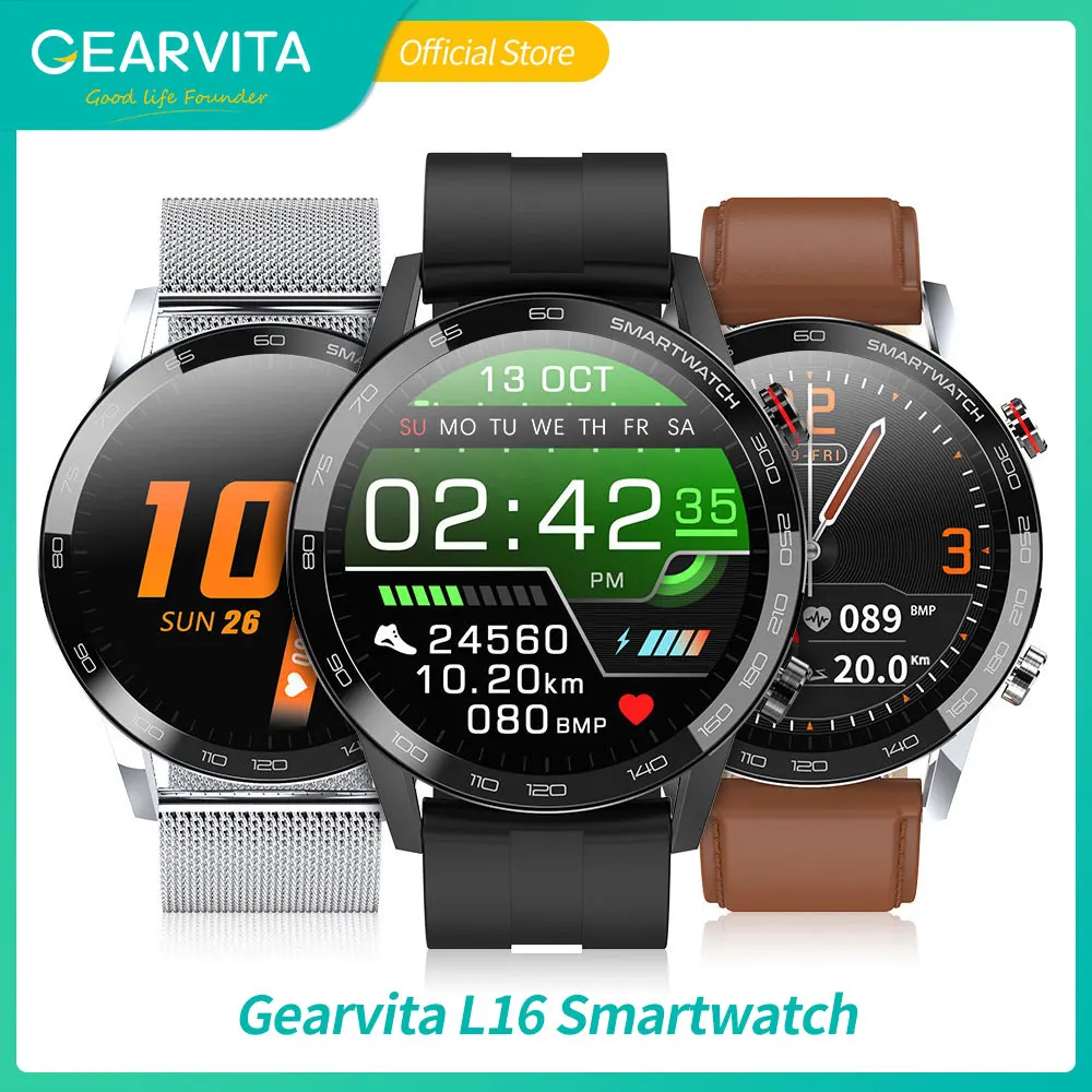 

Смарт-часы Gearvita L16 с ЭКГ, тонометром, оксиметром и водозащитой IP68, 360 х360ips, VS L13