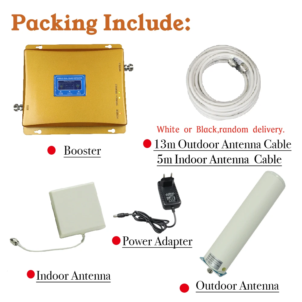 

ZQTMAX Antenna + GSM DCS repeater gsm cell Phone Signal Booster LTE 4g Cellular Booster set Antenna for home office Dual Band