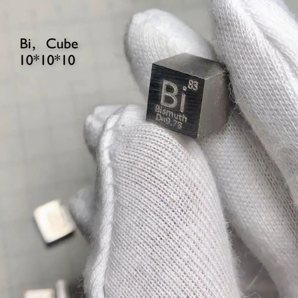 

Free shipping 5pcs & 10pcs 99.99% purity Bi carved element periodic table 10mm cube with 9.73g Bismuth ingot / pellet / block