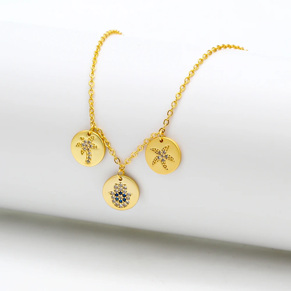 Женское ожерелье с подвеской в виде карты желаний удачи Хамса дерева морской