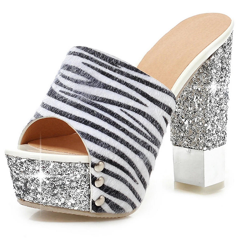 

Dilalula Ins Hot Female Print Slippers Bling Summer Platform Slippers Women 2021 Party Beach High Heels Shoes Woman
