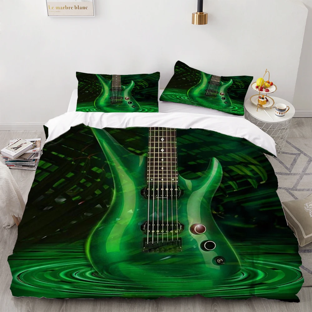 Горящая гитара Постельное белье 3 предмета крышка набор музыкальных