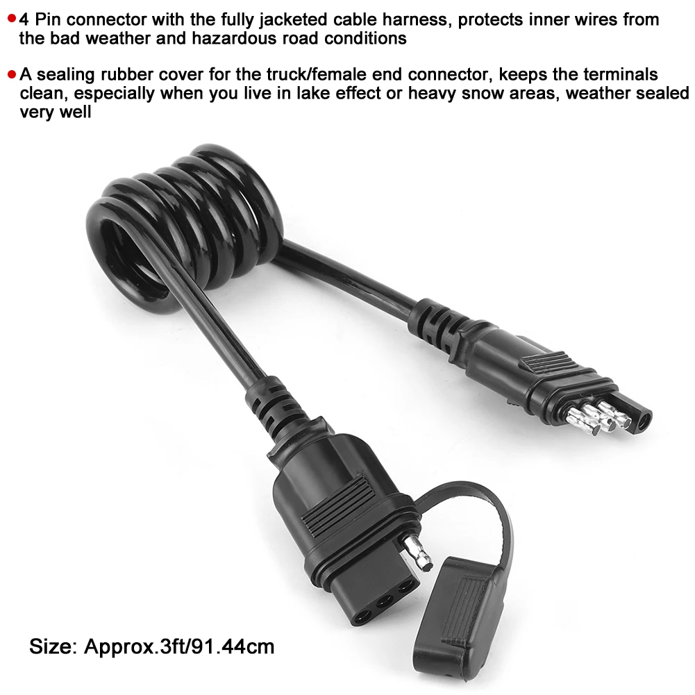 4 контактный разъем для прицепа плоский удлинитель 3 фута водонепроницаемый
