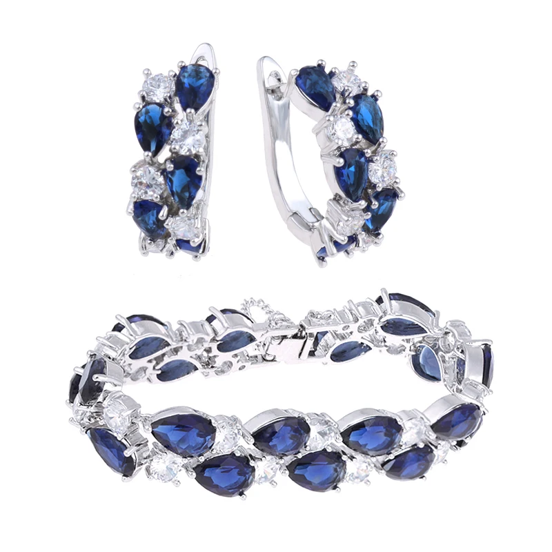 Набор женских ювелирных изделий из серег и браслета цвета розового золота|colorful