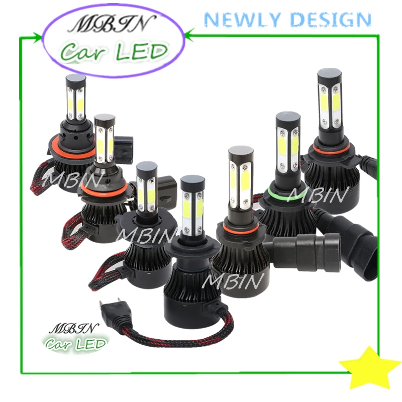 MBIN M4 4 COB lights H4 H7 H8 H11 9005 9006 9012 9004 9007 H13 5202 driving lamp fog bulb 12000LM 72W led headlight kit