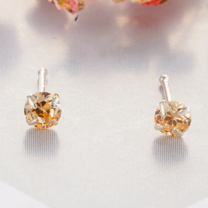 Серьги-гвоздики для носа из серебра 925 пробы с искусственным Цирконом |