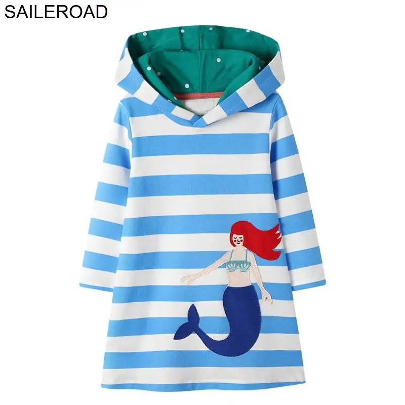 SAILEROAD 2 шт. Девушки Толстовки С Капюшоном Платье для Детей С Длинным Рукавом Одежда Осень Детей Платье Хлопок Дети С Капюшоном Платье