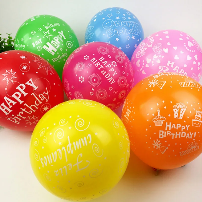 Happy Birthday 10 шт. милые латексные воздушные шары с большими глазами и улыбающимся лицом, украшение для дня рождения, надувные воздушные шары для детей, подарок - Цвет: Happy Birthday