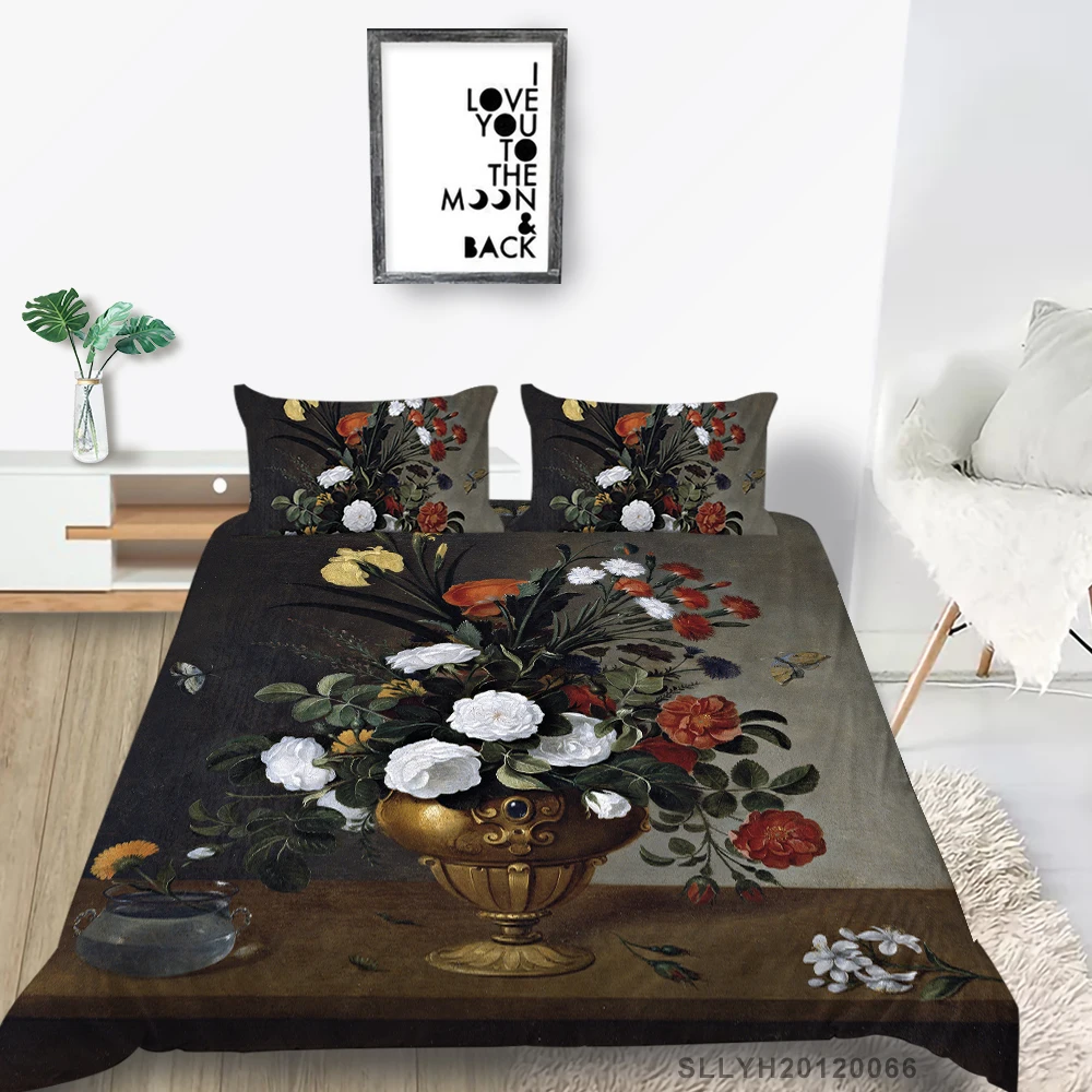 

Vintage Style Bedding Set Single Elegant 3D Flowers Duvet Cover Queen Double Twin Full King Artistic Bed Set High End