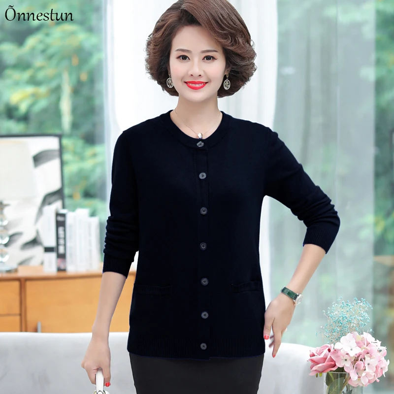 

Sweater Women New Autumn Causal Single-breasted Cardigan Knitted Crop Top Women Clothes Solid O Neck Sweaters For Women