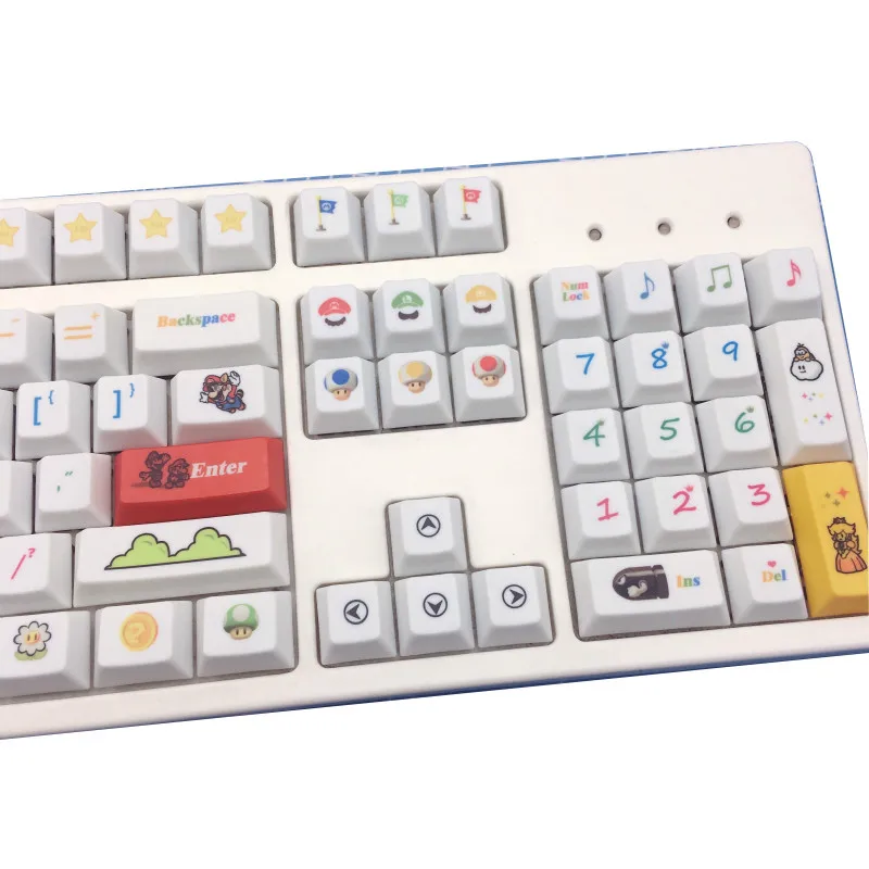 Mario Keycap механическая клавиатура с сублимационной краской, клавиатура PBT, тема Марио, высота для компьютерных игр, Keycap Cherry