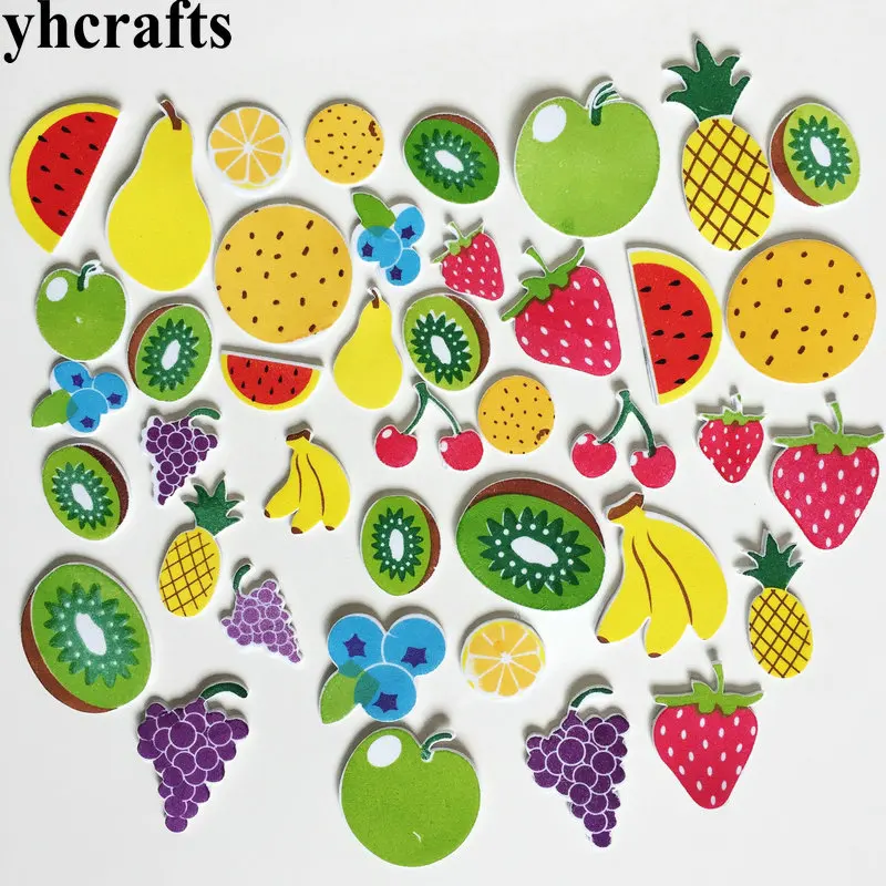 40PCS fruit 1 упаковка/Партия. Красочные наклейки из вспененного материала в виде машины. Украшения детской комнаты, Обучающие Игрушки для раннего развития, игрушки ручной работы для детей - Цвет: 40PCS fruit