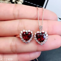 kjjeaxcmy boutique jewelry 925 sterling silver inlaid natural garnet pendant ring womens suit support detection popular