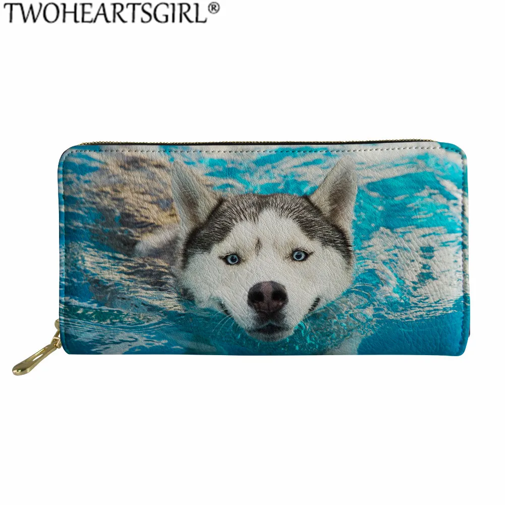 

Женский кошелек для карт twoheart sgirl, кошелек из искусственной кожи с карманом для телефона, клатч, сумочка для денег, кошелек для монет хаски, в...