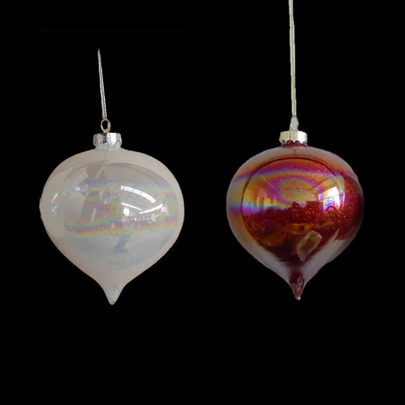12pcs/pack Diameter=8cm Pearl Lustre Series Onion Shaped Hanging Glass Pendant Home Decoration Christmas Day Hanger Handmade