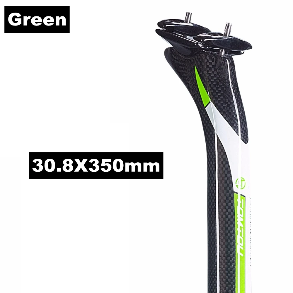 Green 30.8X350mm TOMTOU назад на-25 градусов, для велоспорта, полные 3K из углеродного волокна, велосипедный Подседельный штырь 27,2/30,8/31,6*350/400 мм для дорожного/горный велосипед Запчасти - Цвет: Green 30.8X350mm
