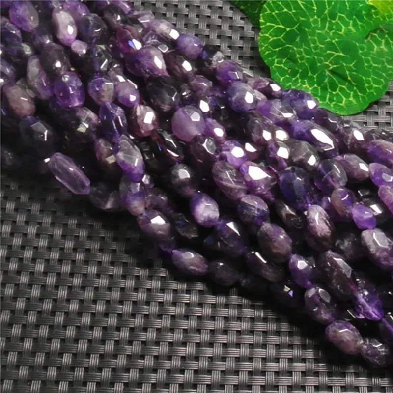 

8x12mm Natural Faceted Amethyst irregular oval stone Beads For DIY necklace bracelet jewelry making 15 "free delivery