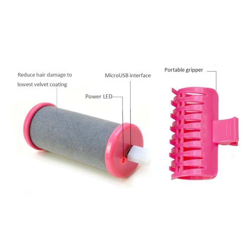 

USB Heated Hair Rollers DIY Salon Styling Sticks Tools Self-Adhesive