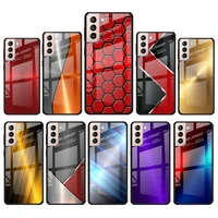 red blue brushed metal for samsung galaxy s21 ultra plus a72 a52 4g 5g m51 m31 m21 luxury tempered glass phone case cover