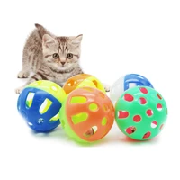 1pc plastic pet playing ball cats ball with bell ring playing chew rattle scratch practical training toys random color