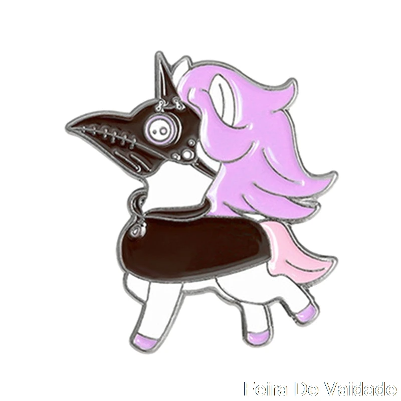 Ювелирные изделия из розового цвета с изображением единорога эмаль на булавке