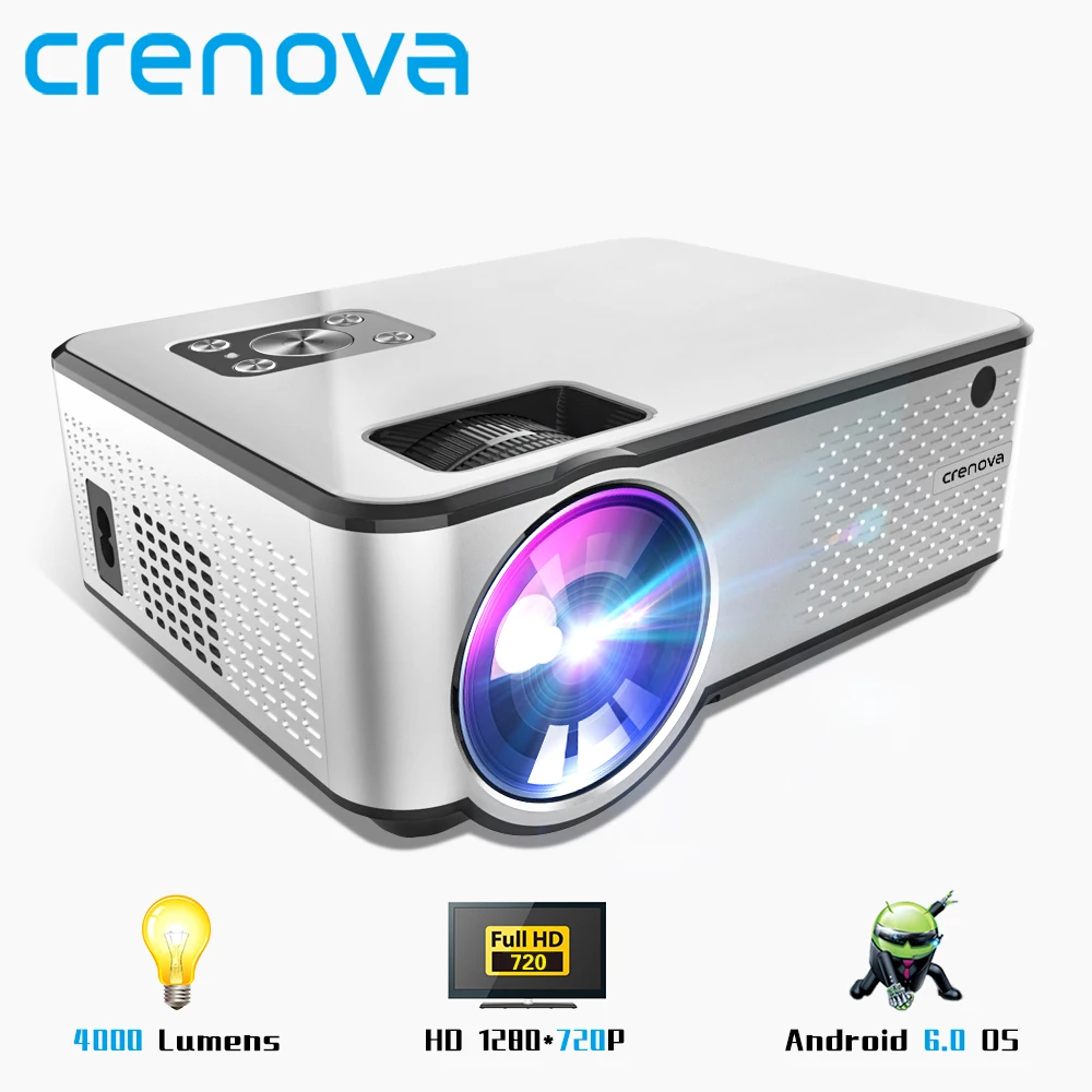 CRENOVA новейший Android проектор 1280*720P поддержка 4K видео через HDMI домашний кинотеатр видео проектор