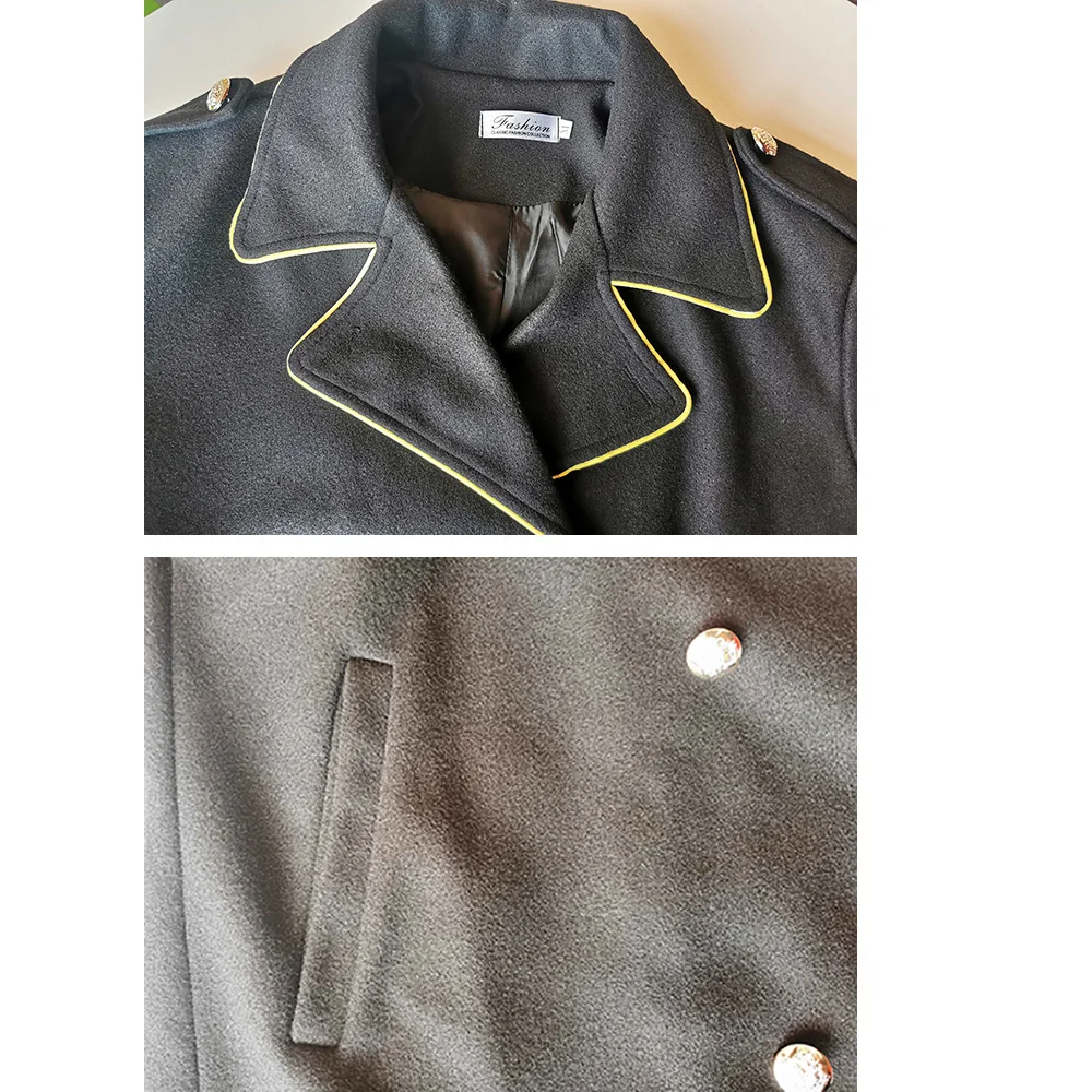 Мужское шерстяное пальто с отворотом длинные шерстяные куртки на осень и зиму