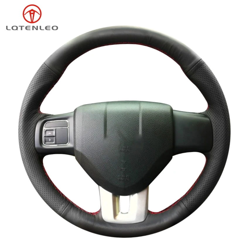 

LQTENLEO Black Genuine Leather Hand-stitched Car Steering Wheel Cover For Fiat viaggio 2012-2015 Ottimo 2014 Freemont 2011-2019