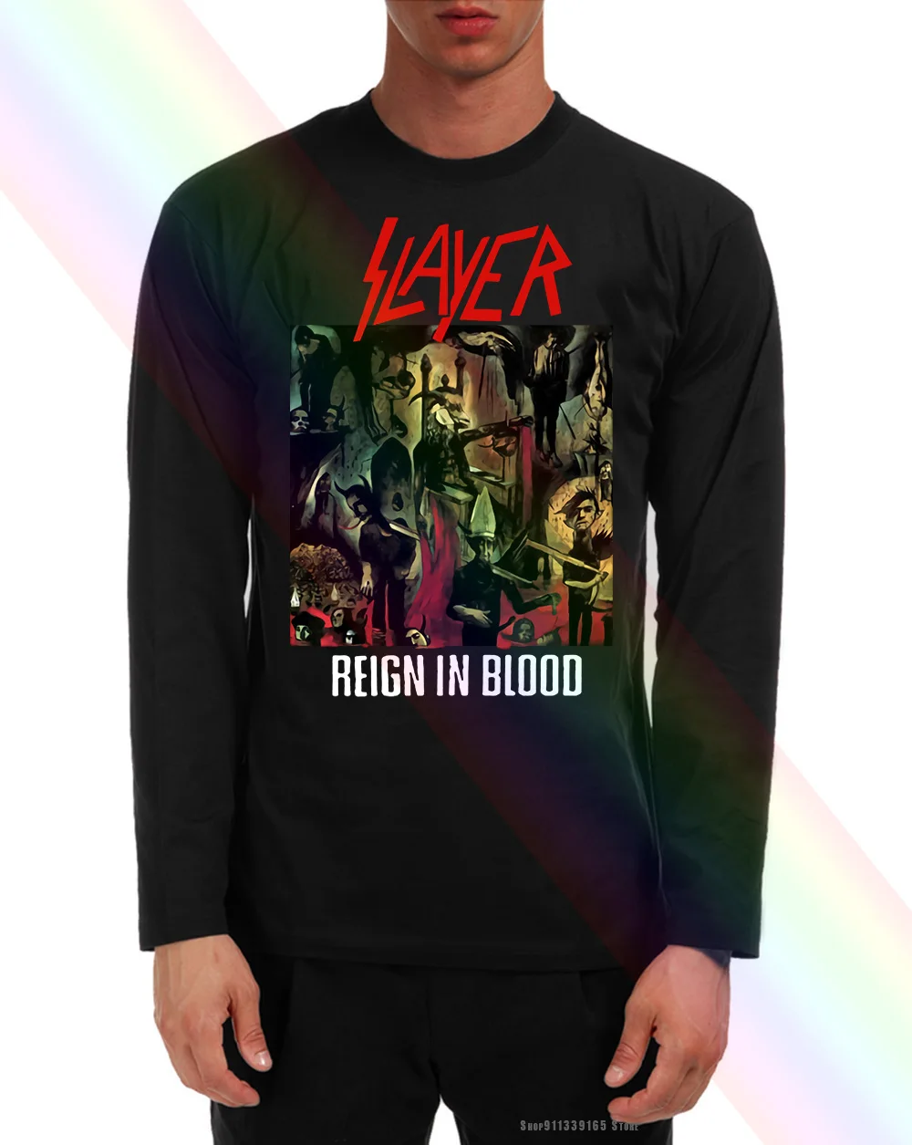 Slayer правления в крови футболка с длинными рукавами Черный мусора тяжелый металл