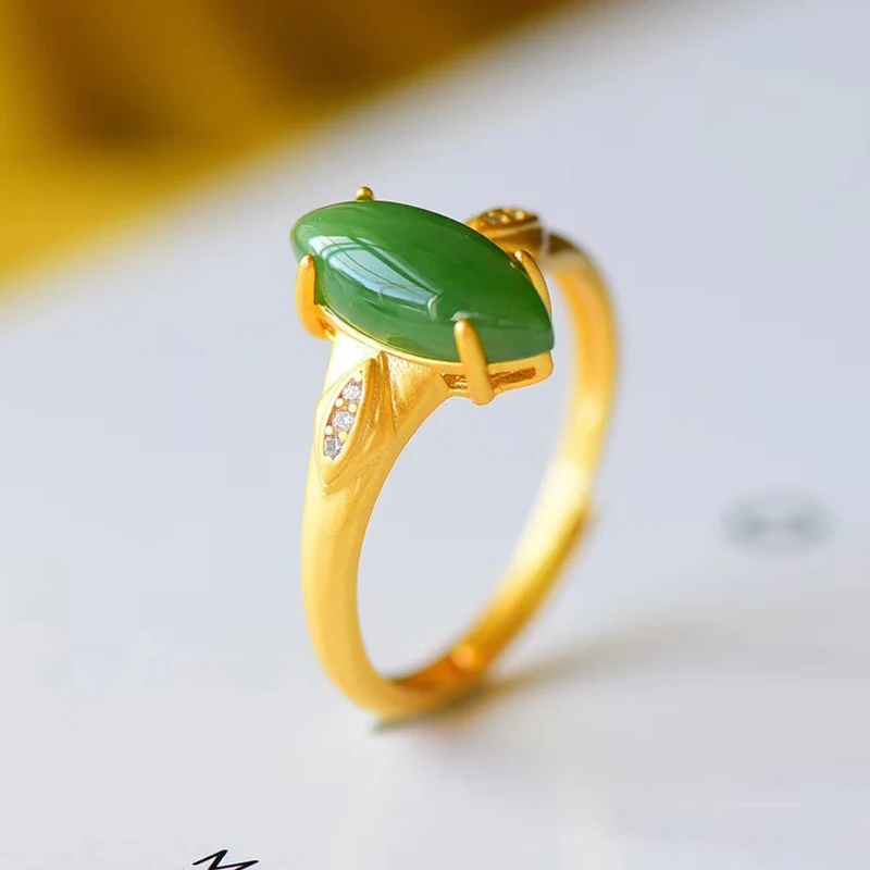 

Jadery Vintage 18k Gold Jewelry Natural Jade Jasper Gemstone Rings For Women 925 Sterling Silver Ring Wedding Fine Jewelry Gifts