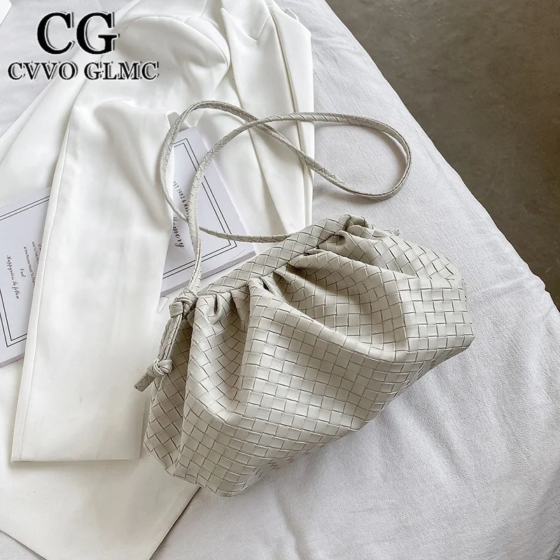 

Cvvo Glmc Brand Women Handbag Woven Pattern Crossbody Bag Pu Leather 2021 Brand Dumpling Design Shoulder Bags For Women Purse