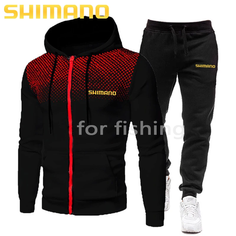

Fishing Clothing Autumn Winter Solid Fleece Trousers Men's Casual Zipper Sports Hooded Suit for Fishing Wear Sportswear Clothes