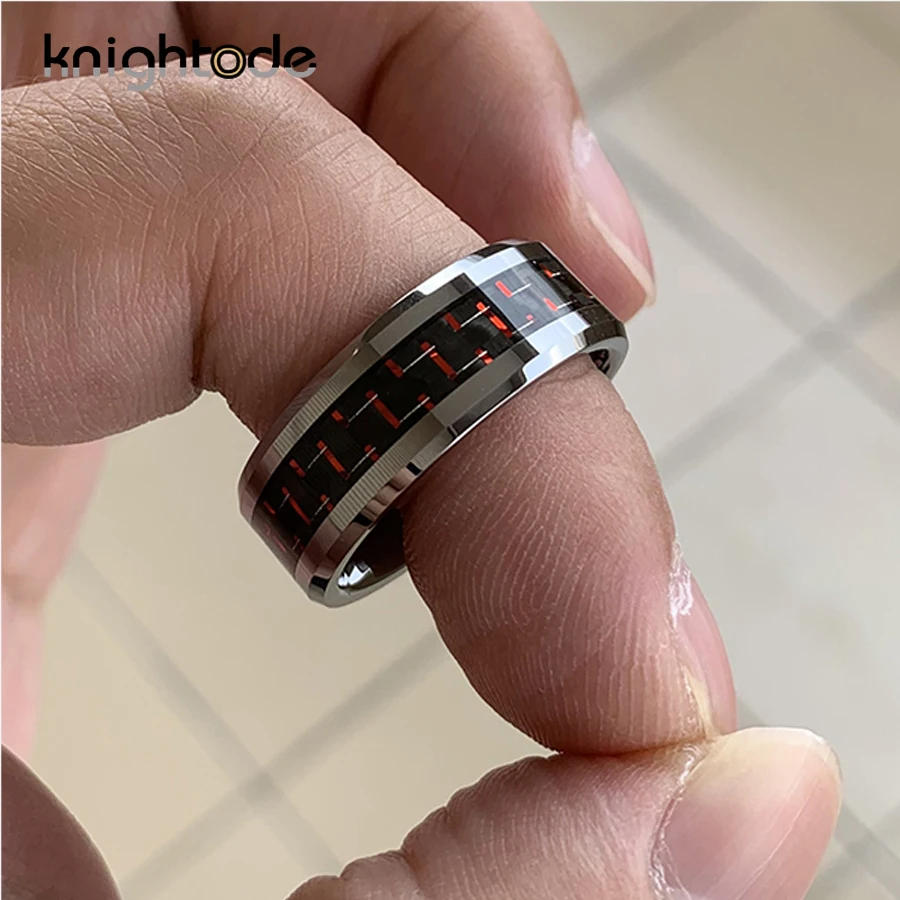 8 мм высокое качество карбида вольфрама обручальное кольцо черный/красный