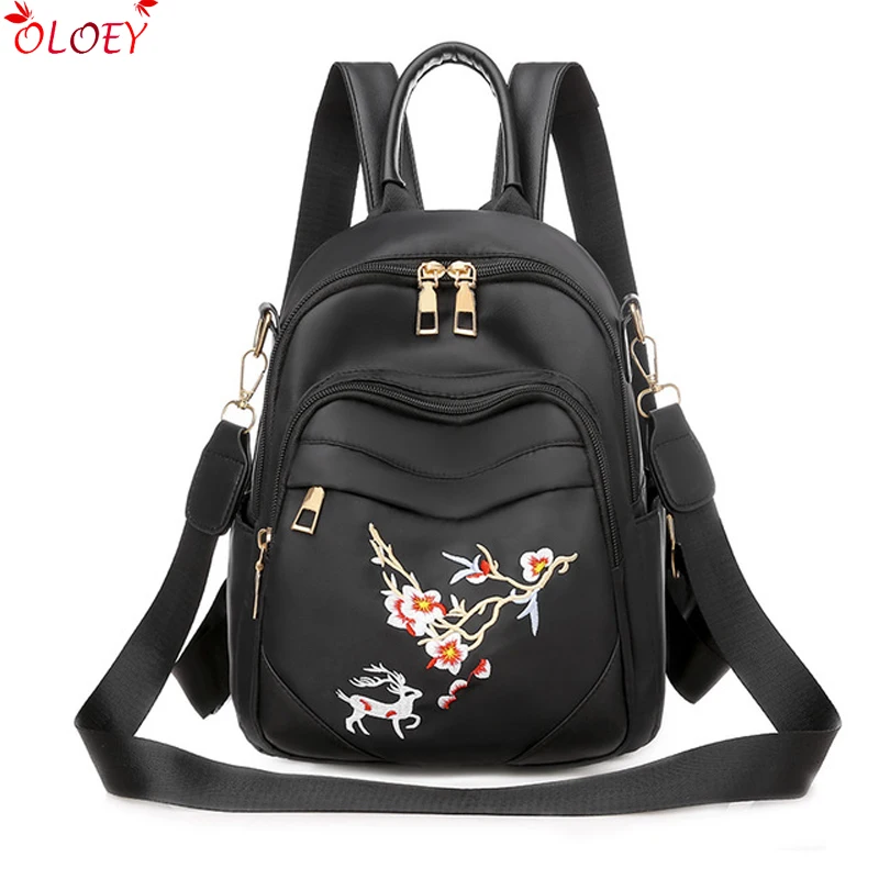 

Chinese Style Embroidery Ladies Backpacks for Women Oxford Waterproof Bagpack for Teenager Girl Casual Travel Multifunction Bag