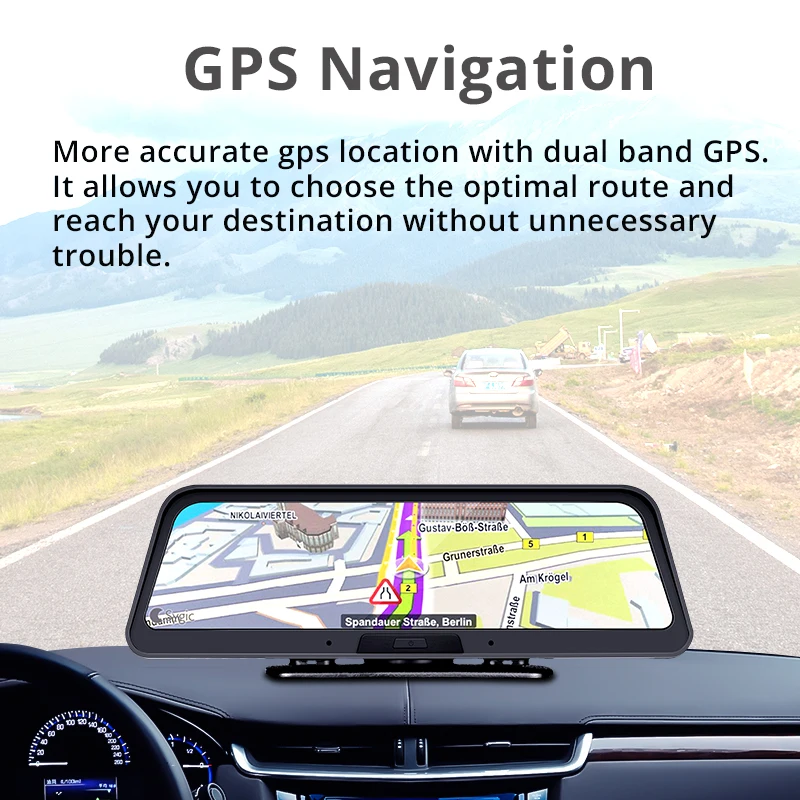 Смарт видеорегистратор Bluavido 10 дюймов 4G ADAS Android GPS навигация FHD 1080P автомобильная