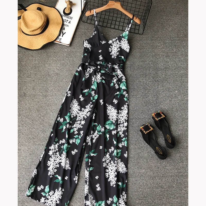 Летние повседневные пляжные Длинные Комбинезоны с лямкой через шею женские