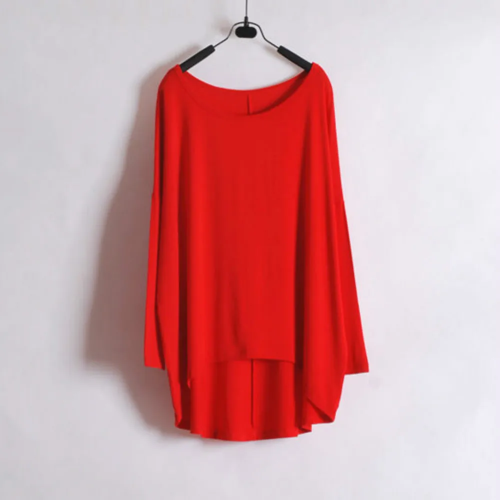 

Autumn Mid-Length Loose Large Size Ladies Bat Drape Modal Bottoming Shirt Women Clothes
