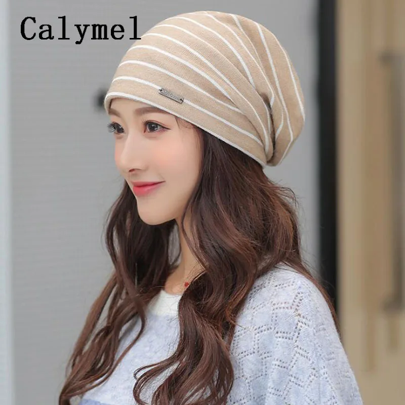 Calymel 2019 полосатая теплая шапка Вязанная утолщенная с капюшоном бини новинка