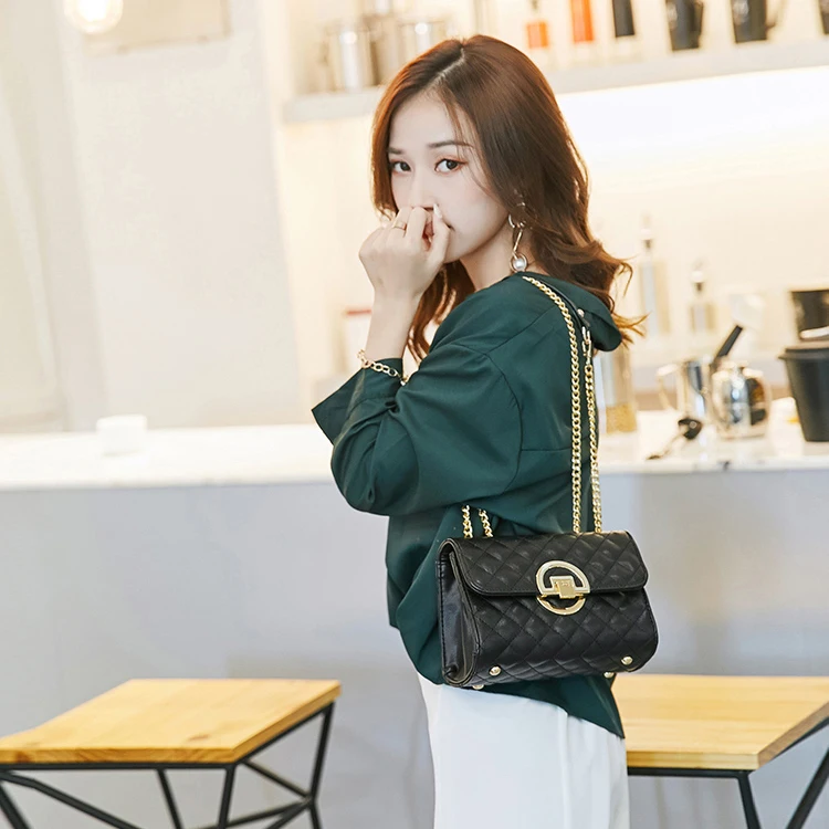 aliwood New Style Fashion Diamond Lattice Chain Women Shoulder bags Wild Niche Temperament Flap bag Female Crossbody Bag handbag
