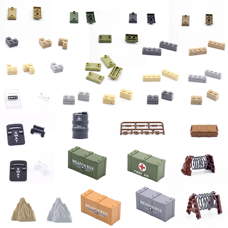 Военные Аксессуары MOC WW2 масляное оружие барабан щиты рокерная дорога деревянные