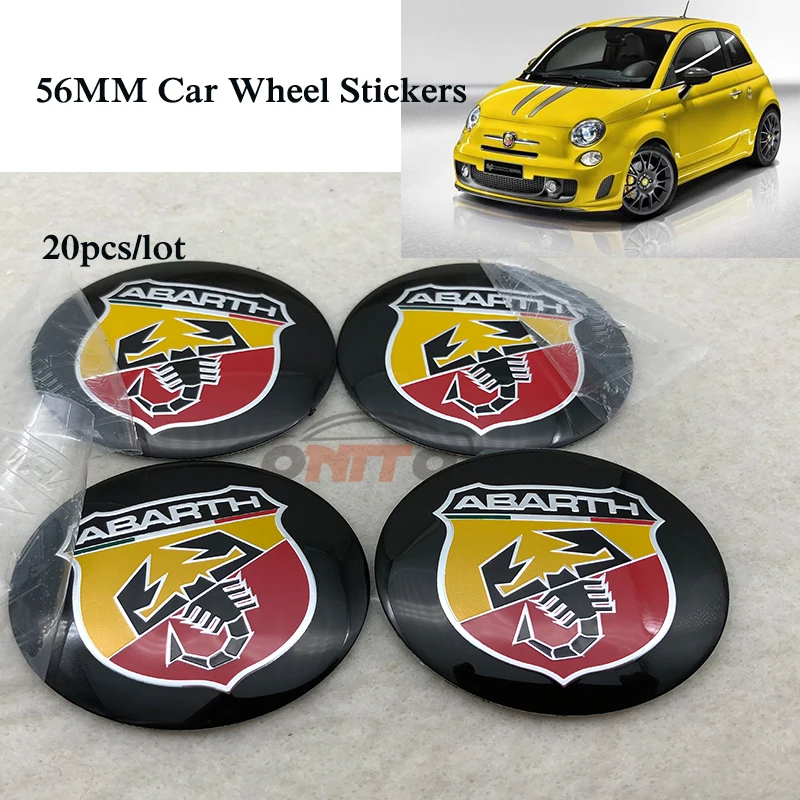 

20pcs/lot 56MM Car Wheel hub Stickers Auto Wheel Caps for Abarth Logo Badge Emblem Car Wheel Center Stickers styling