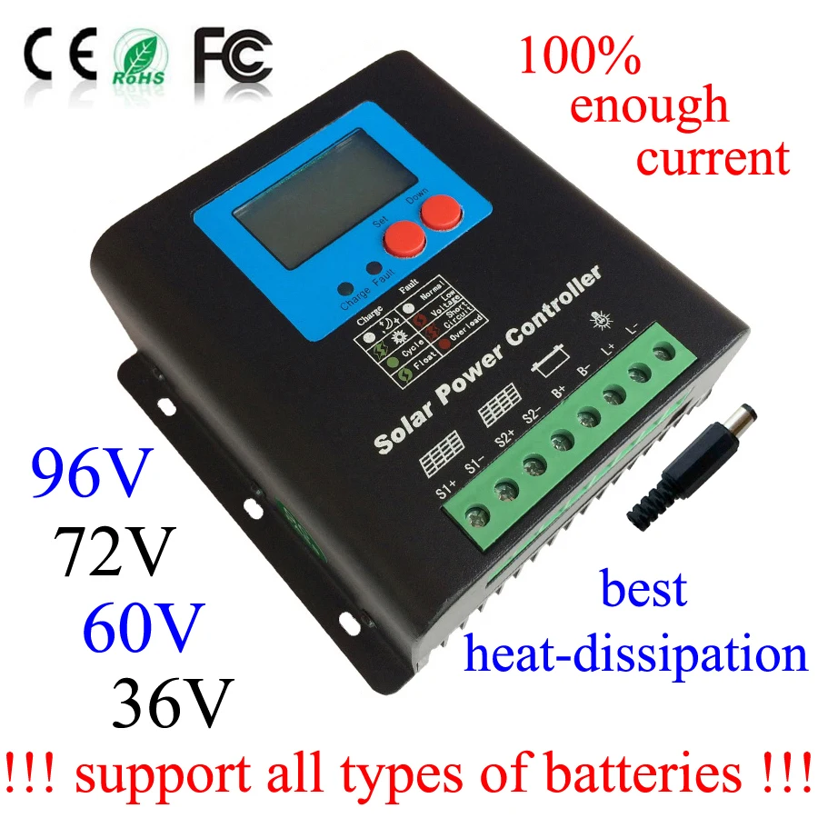 Регулятор заряда солнечной батареи 96 в 72 30 А 60 В 36 В|controler mp3|control tv with computerbattery control