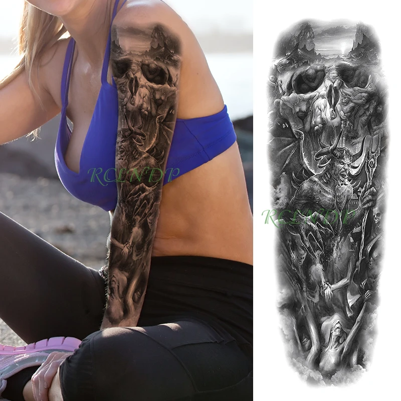 Водонепроницаемая Временная тату-наклейка персональный черный демон ужасная