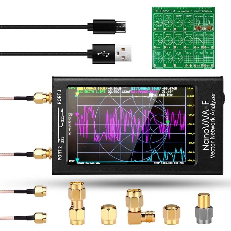 

Векторный анализатор сетевой антенны NanoVNA-F UHF, 50-1000 МГц, 3,5-дюймовый IPS ЖК-дисплей + РЧ демо-комплект, портативный ручной анализатор антенны