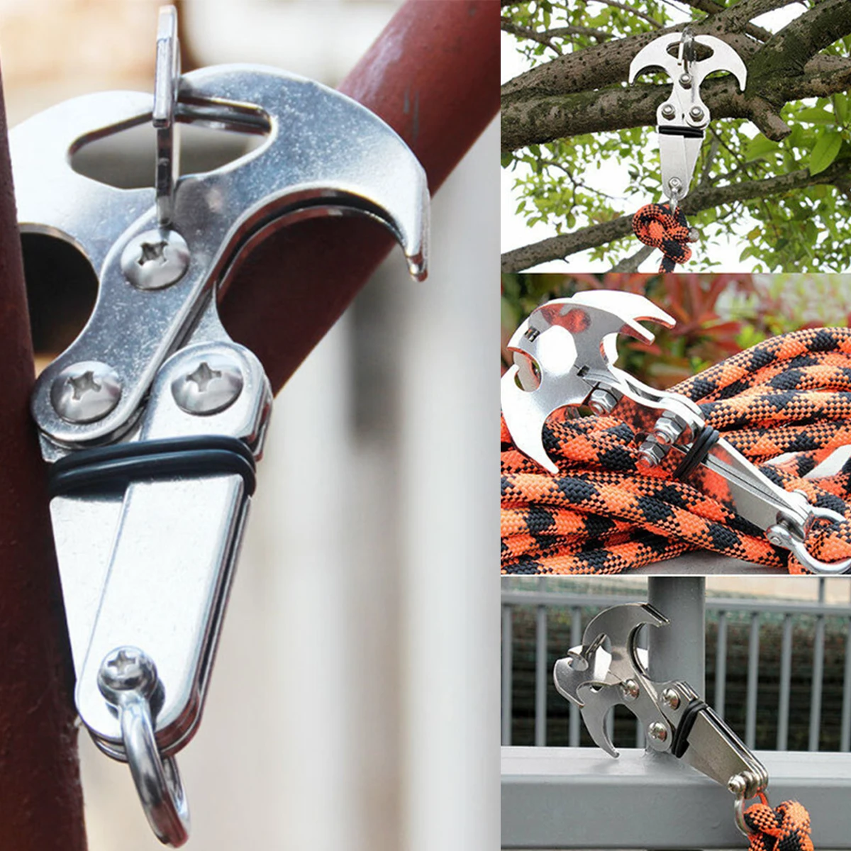 Складной гравитационный карабин из нержавеющей стали для альпинизма и выживания