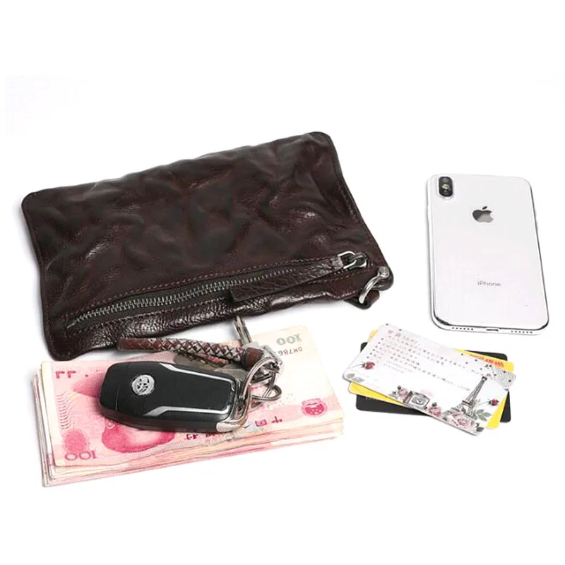 AETOO Original retro wrinkled long wallet zipper clutch bag leather first layer cowhide old rub color flow |