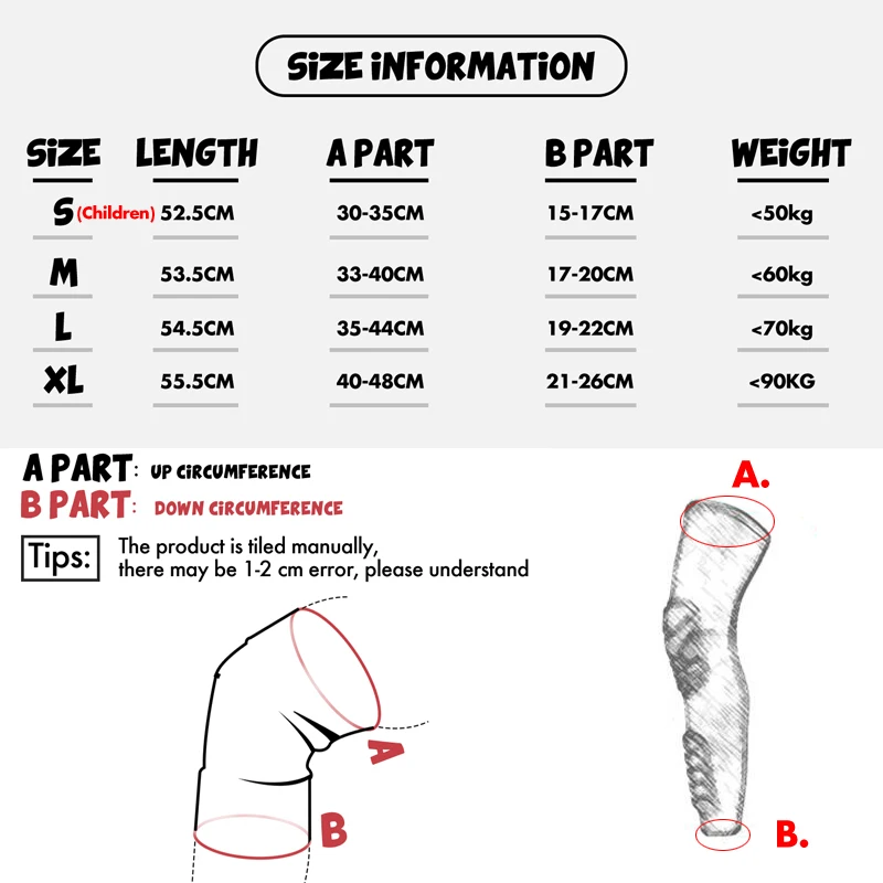 

Professional S Size Children Long Basketball Knee Pads Kids Running Leg Sleeve Calf Protector Teenagers Sports Football Kneepads